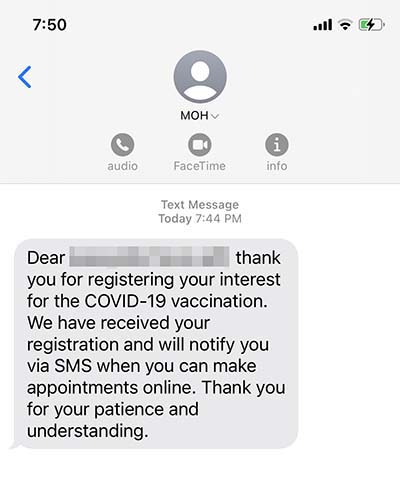 Register interest for COVID-19 vaccination in Singapore