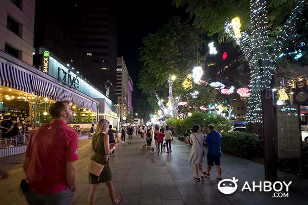 Orchard Road Christmas Decorations - Locals and tourists appreciating the Christmas lightings and decorations along Orchard Road