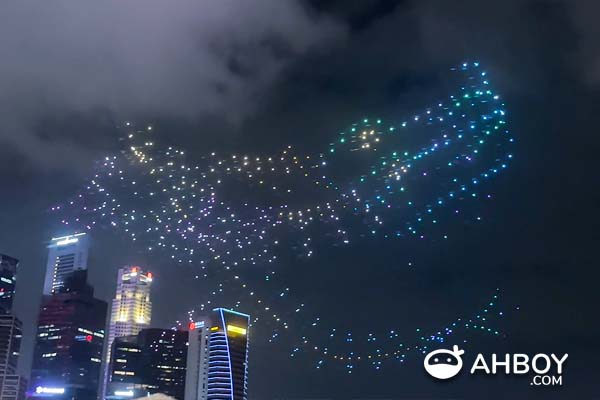 Marina Bay Dragon Drone Show 2024 - Formation of Dragon shape