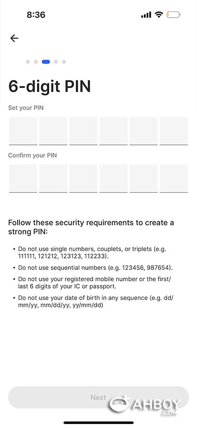 Touch N Go Mobile App - Create Account - Set 6-digit PIN