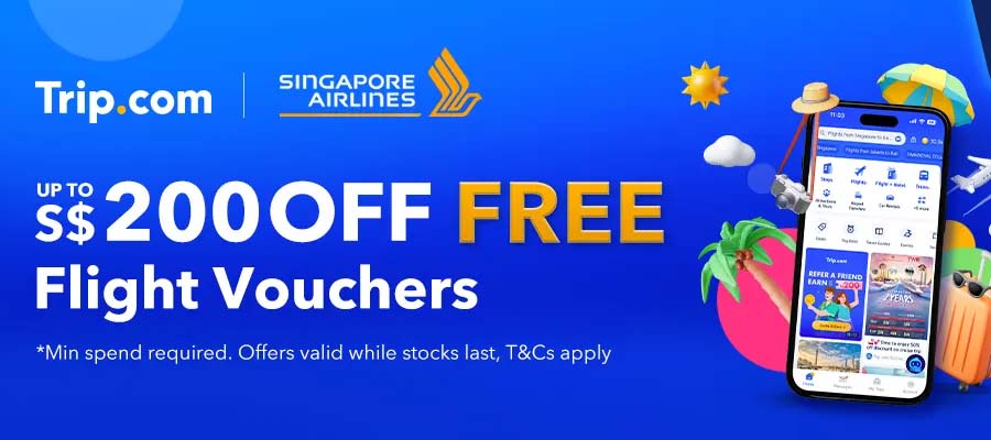 Trip.com - Singapore Airline Travel Fair - Up to S$200 OFF Free Flight Vouchers